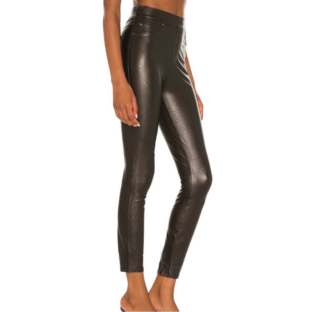 Women's Black Faux Leather Pocket Pants - like new - size M
